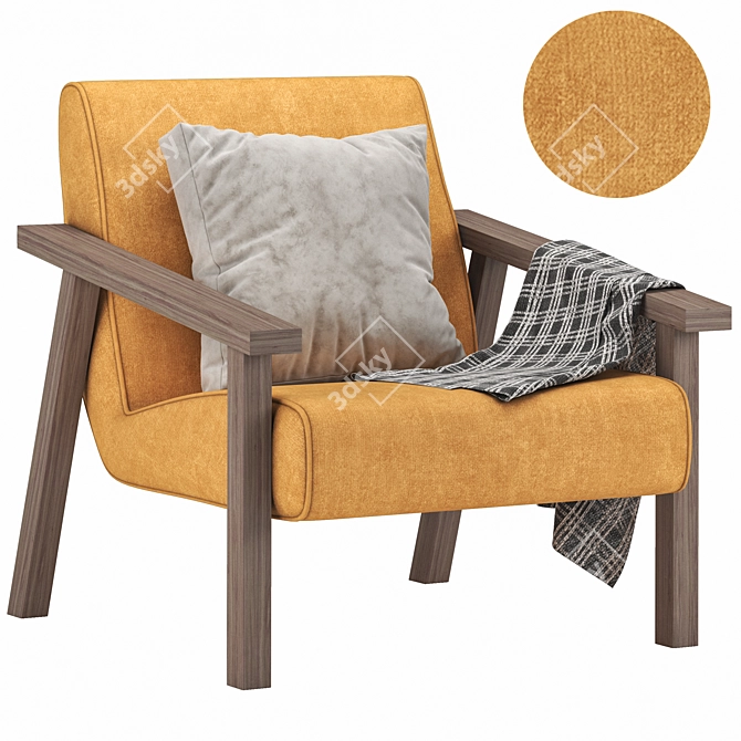 Plush Velvet Dorsey Armchair 3D model image 1