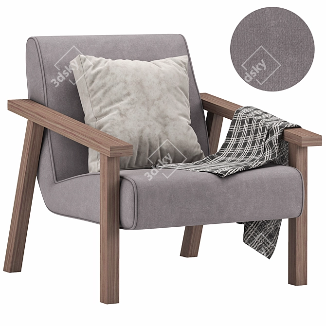 Plush Velvet Dorsey Armchair 3D model image 2