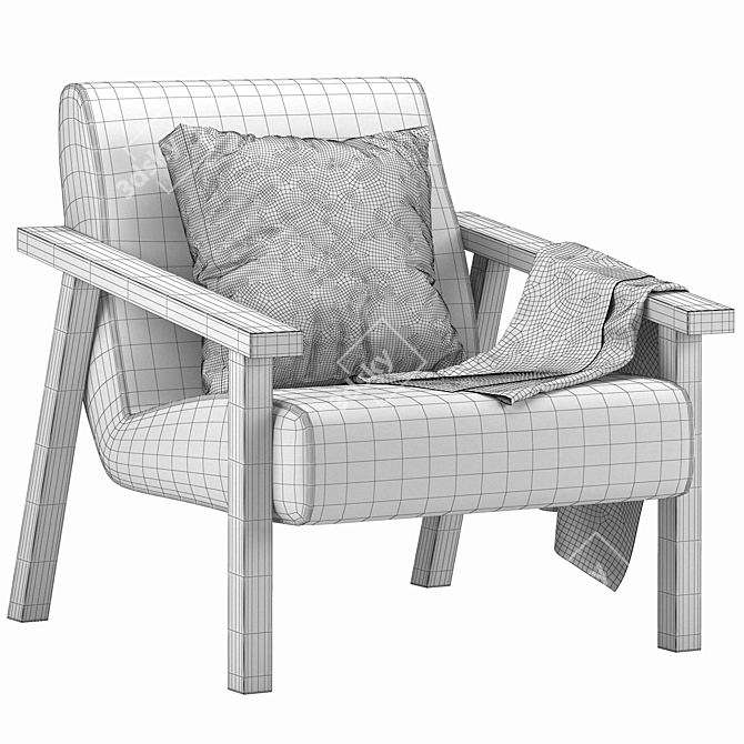 Plush Velvet Dorsey Armchair 3D model image 3