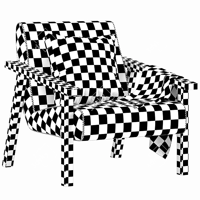 Plush Velvet Dorsey Armchair 3D model image 4