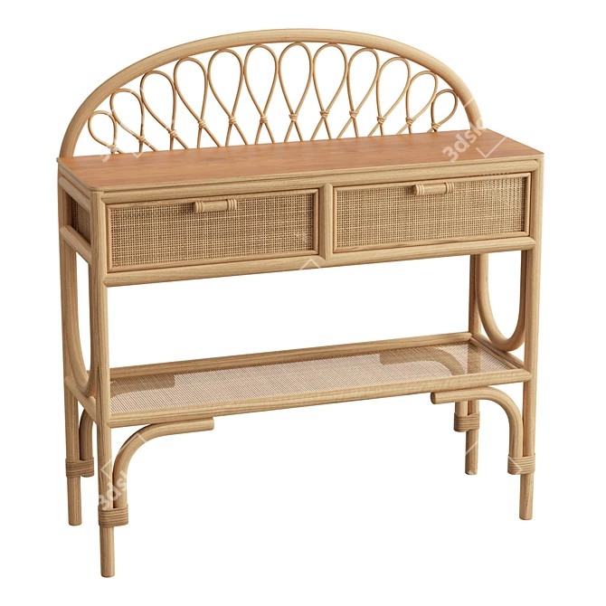 Boliv Rattan Console Table, Exotic 3D model image 1