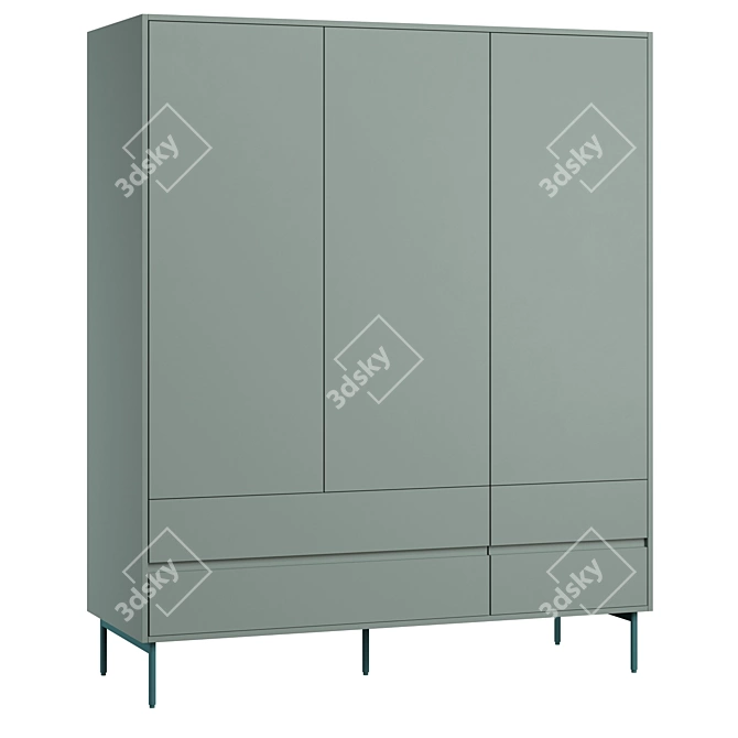 Elegant Triple Donica Wardrobe 3D model image 2