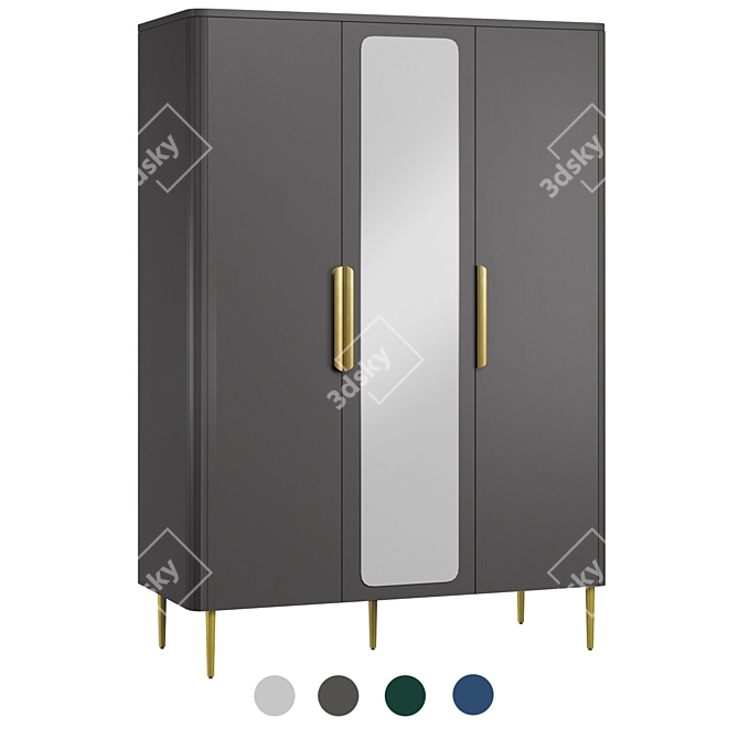 EBRO Triple Wardrobe in Dusk Grey 3D model image 1