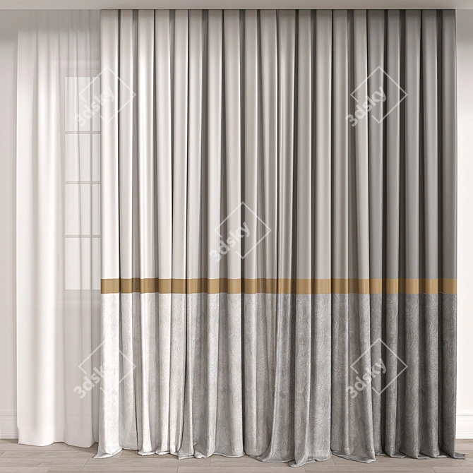 Elegant Curtain 3D Model Kit 3D model image 1