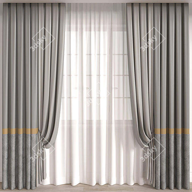 Contemporary 3D Curtain Models Pack 3D model image 1