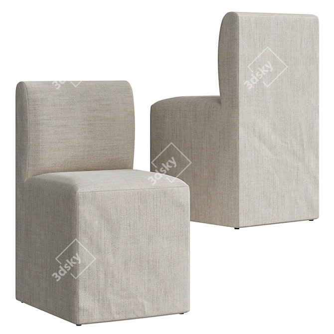 Industrial Dining Set: Tompkins Table & Block Base Chairs 3D model image 4
