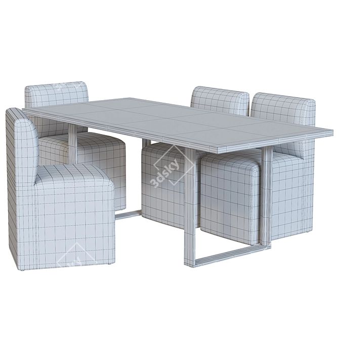 Industrial Dining Set: Tompkins Table & Block Base Chairs 3D model image 6