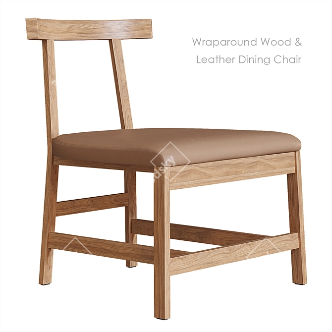 Modern Wood & Leather Dining Chair 3D model image 1