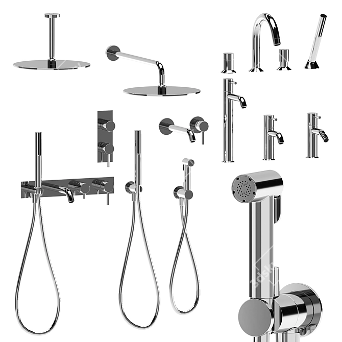Fantini Nostromo Bathroom Fixtures Set 3D model image 2