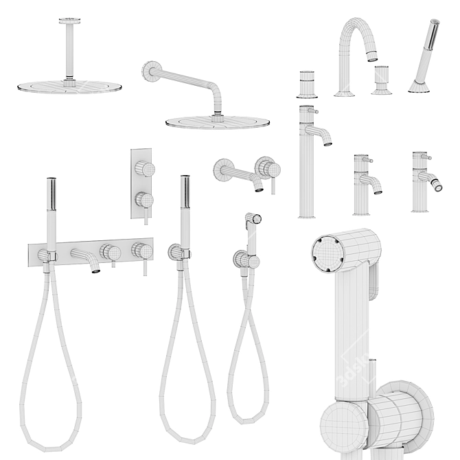 Fantini Nostromo Bathroom Fixtures Set 3D model image 5