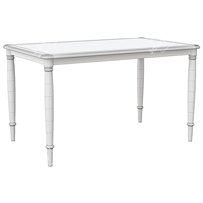 Oak Veneer White Dining Table 3D model image 2