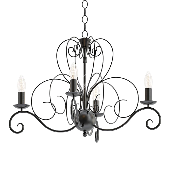 Classic Brown Chandelier with 5 Lights 3D model image 1