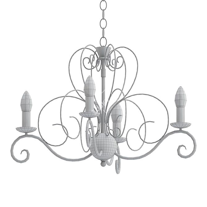 Classic Brown Chandelier with 5 Lights 3D model image 2