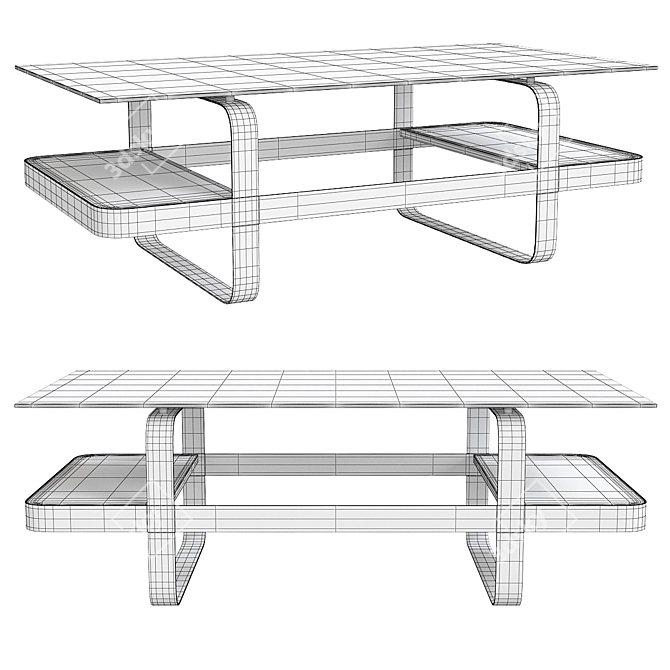 Sleek Modern Atelier Coffee Table 3D model image 2