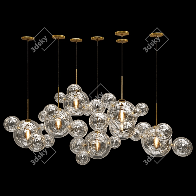 Soap Bubble Pendant Light 001: Modern Gold Design 3D model image 1