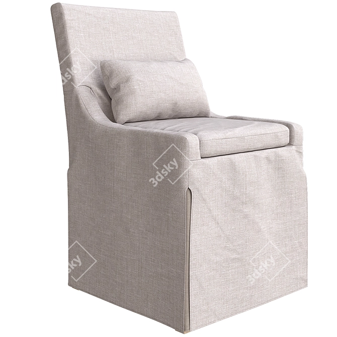 Realistic White Linen Armless Chair 3D model image 1