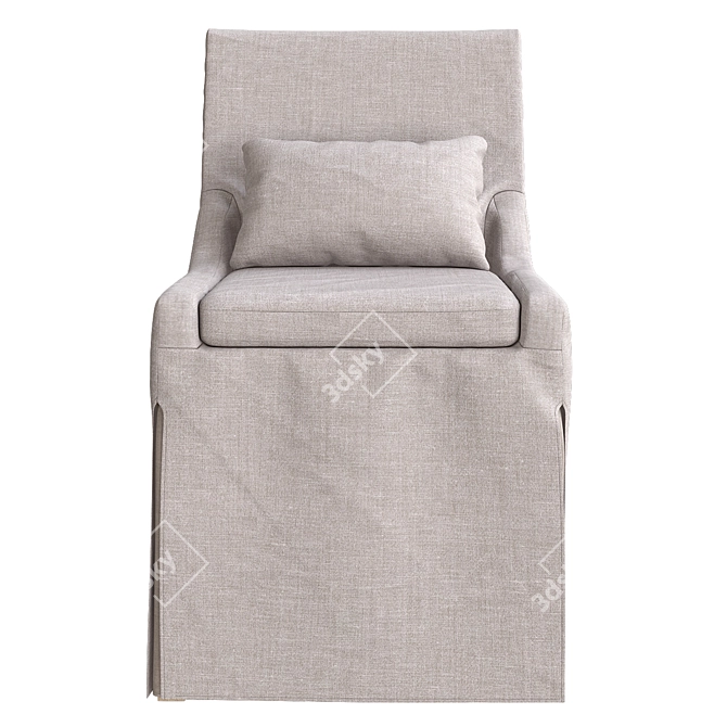 Realistic White Linen Armless Chair 3D model image 2