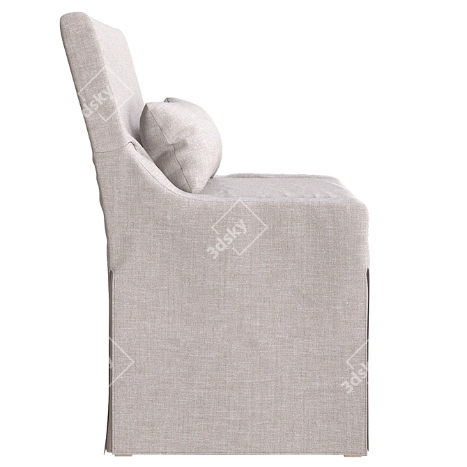 Realistic White Linen Armless Chair 3D model image 3