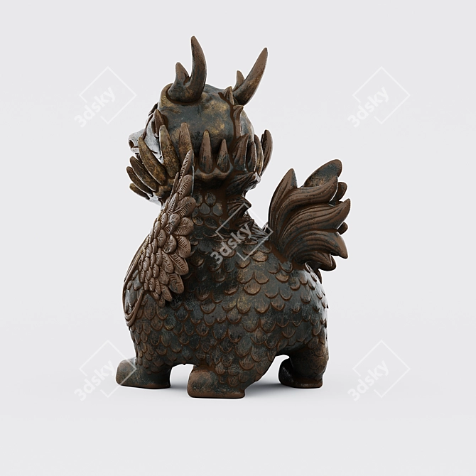 Aged Dragon Figurine  Unique Décor 3D model image 2