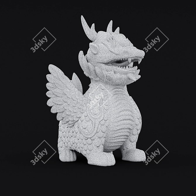 Aged Dragon Figurine  Unique Décor 3D model image 3