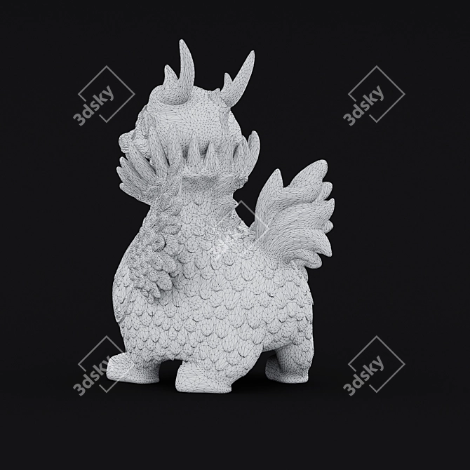 Aged Dragon Figurine  Unique Décor 3D model image 4