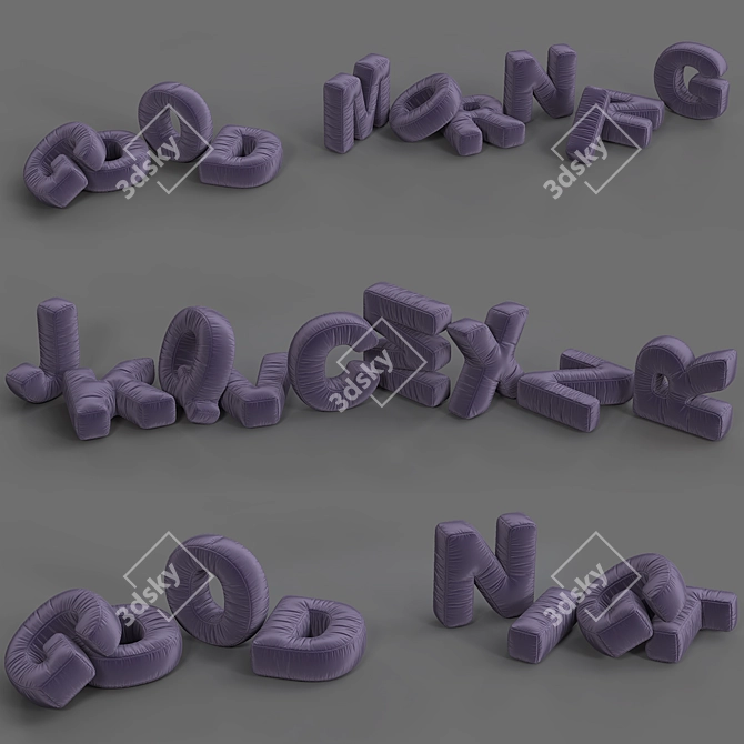 Realistic Alphabet Pillow Model 3D model image 2