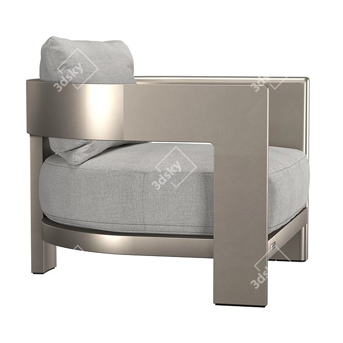 Handcrafted Victoria Armchair with Cotton-Linen Blend 3D model image 3
