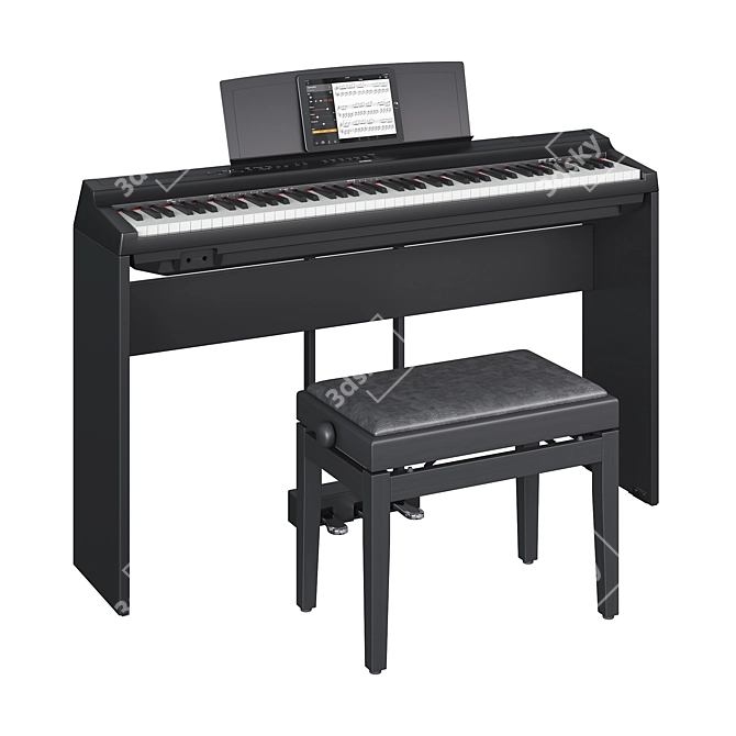 Yamaha P-125 Digital Piano Set 3D model image 1