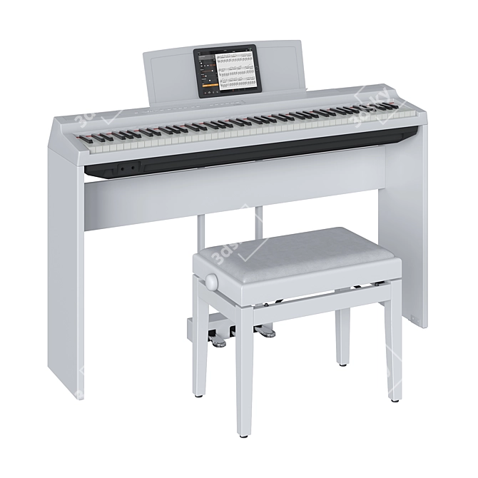 Yamaha P-125 Digital Piano Set 3D model image 2