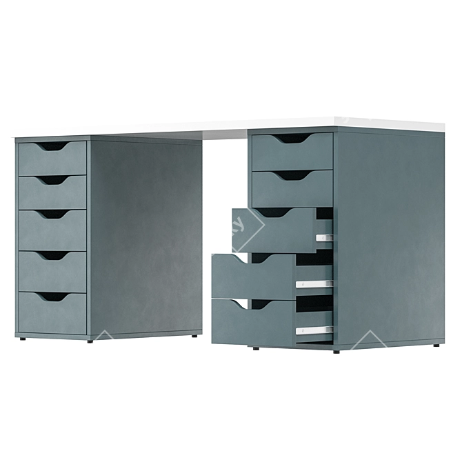 Compact Workspace Desk Storage Solution 3D model image 2