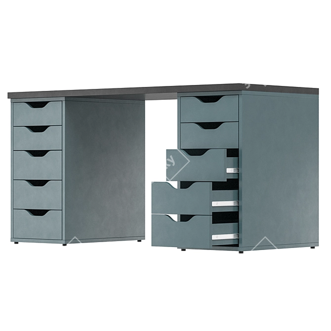 Compact Workspace Desk Storage Solution 3D model image 3