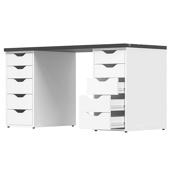 Compact Workspace Desk Storage Solution 3D model image 6