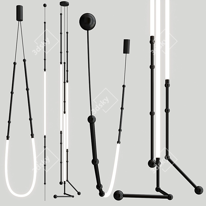 Aluminium LED Pendant Light Collection 3D model image 3