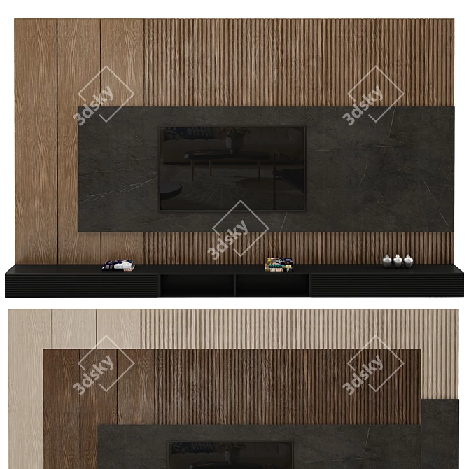 Modern TV Wall Shelf Design 3D model image 1