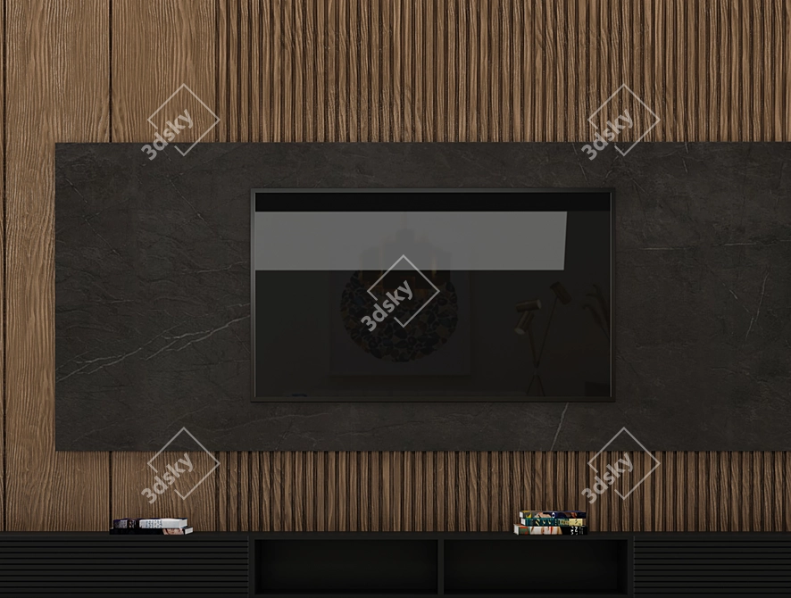 Modern TV Wall Shelf Design 3D model image 2