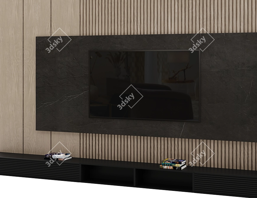 Modern TV Wall Shelf Design 3D model image 5