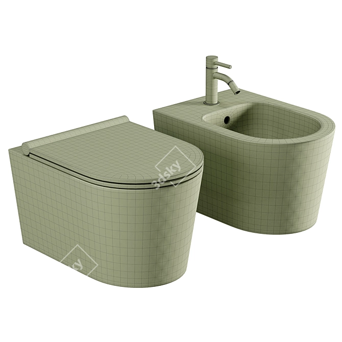 Sleek Wall-Hung Bidet Design 3D model image 2