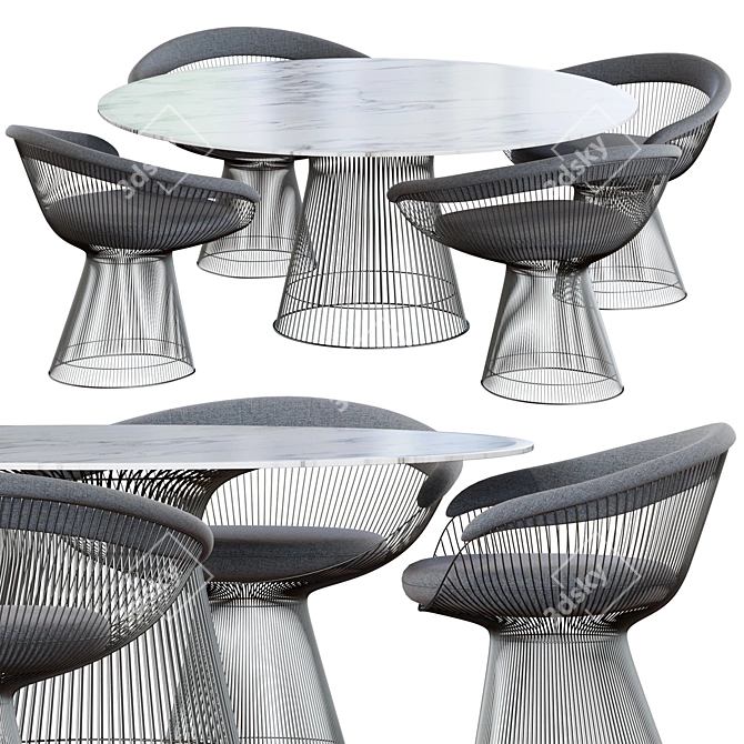 Knoll Platner Set: Armchair & Table 3D model image 1