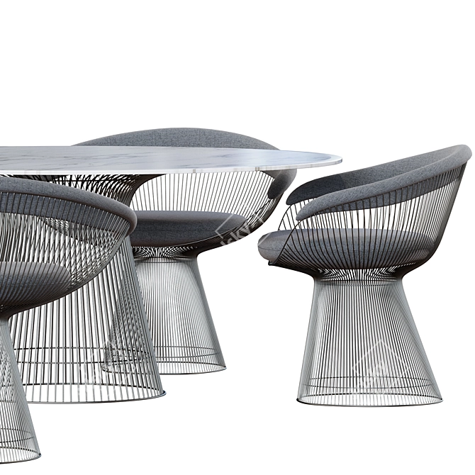Knoll Platner Set: Armchair & Table 3D model image 2