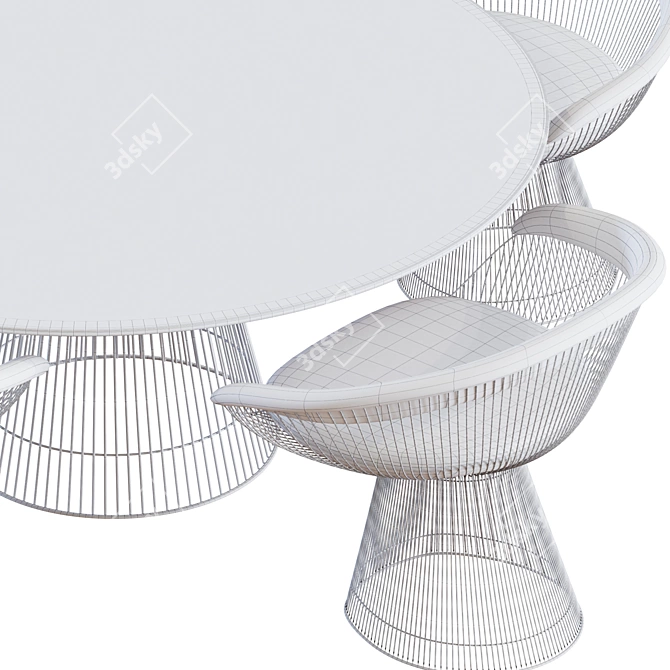 Knoll Platner Set: Armchair & Table 3D model image 6