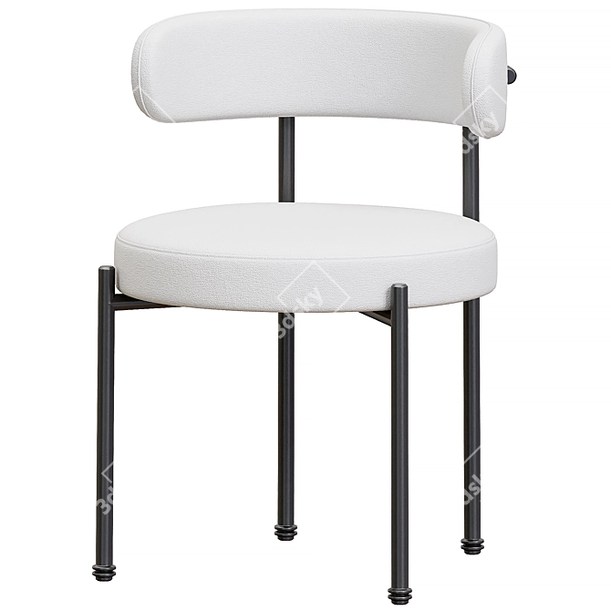 Elegant Ivory Boucle Dining Chair 3D model image 2
