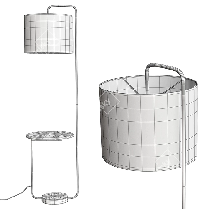 Vintage Industrial Metal Display Shelf 3D model image 3