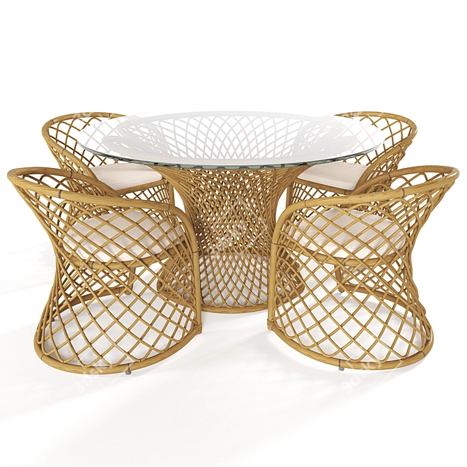 Iconic Contemporanei Table and Chairs 3D model image 1