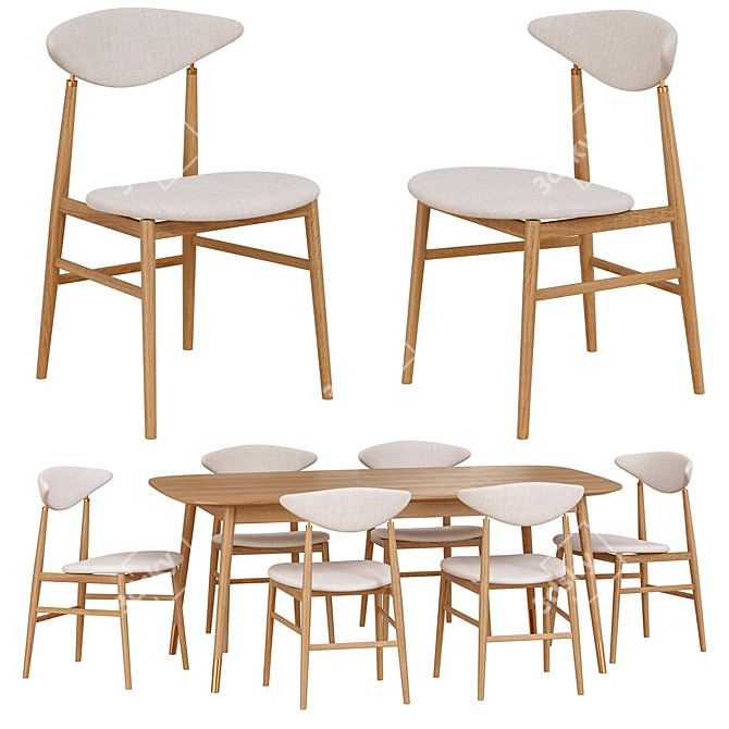 Modern Gent Dining Chair Set 3D model image 1