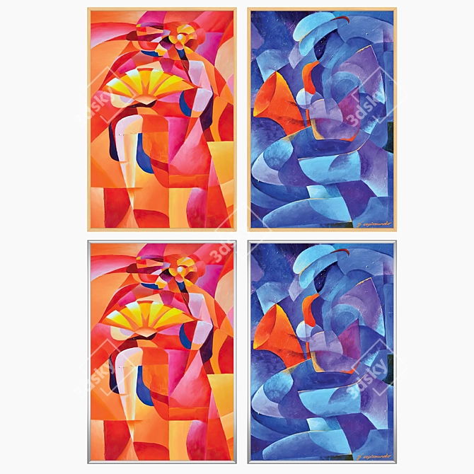 Artworks Set with Frame Variations 3D model image 3