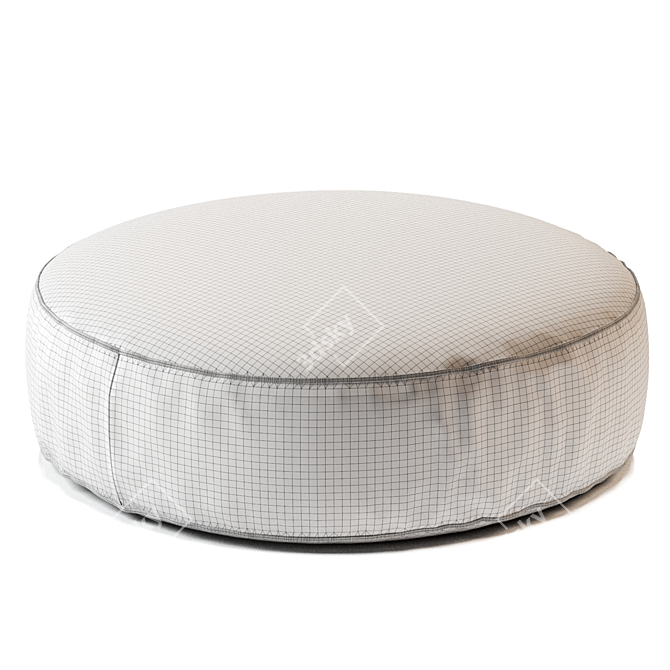 Orlando Seamed Square Ottoman 3D model image 3