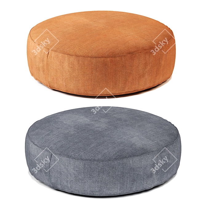 Orlando Seamed Square Ottoman 3D model image 4