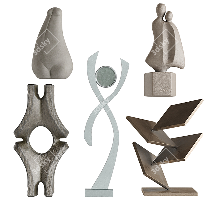 Diverse PBR Abstract Sculptures Kit 3D model image 1