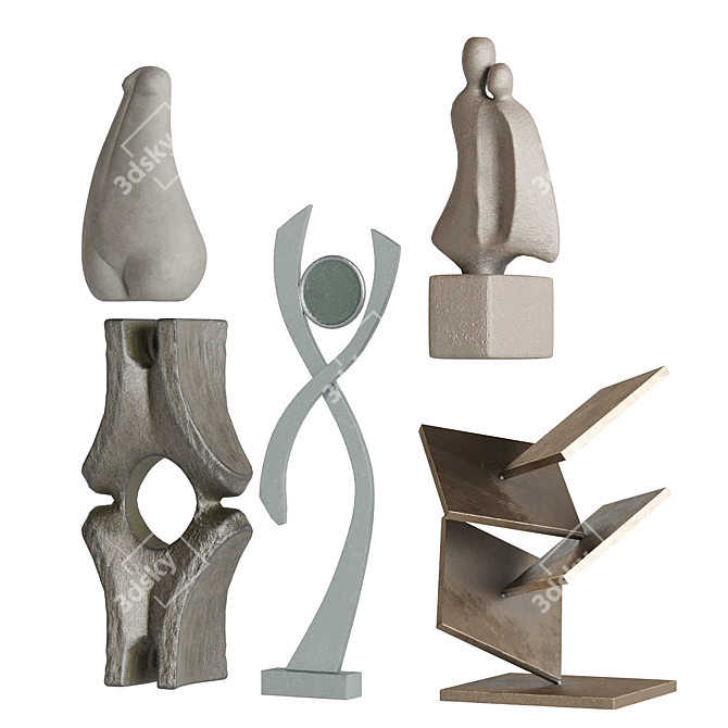 Diverse PBR Abstract Sculptures Kit 3D model image 2