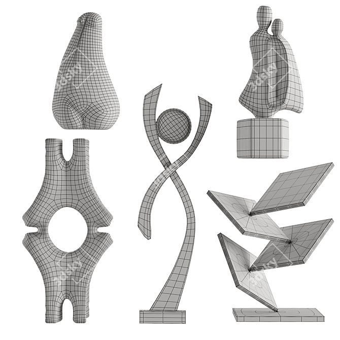 Diverse PBR Abstract Sculptures Kit 3D model image 3